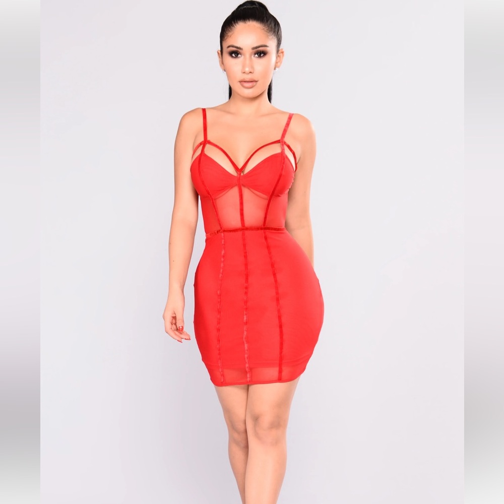 Avenge Mesh Dress - Red - Picture 2 of 10